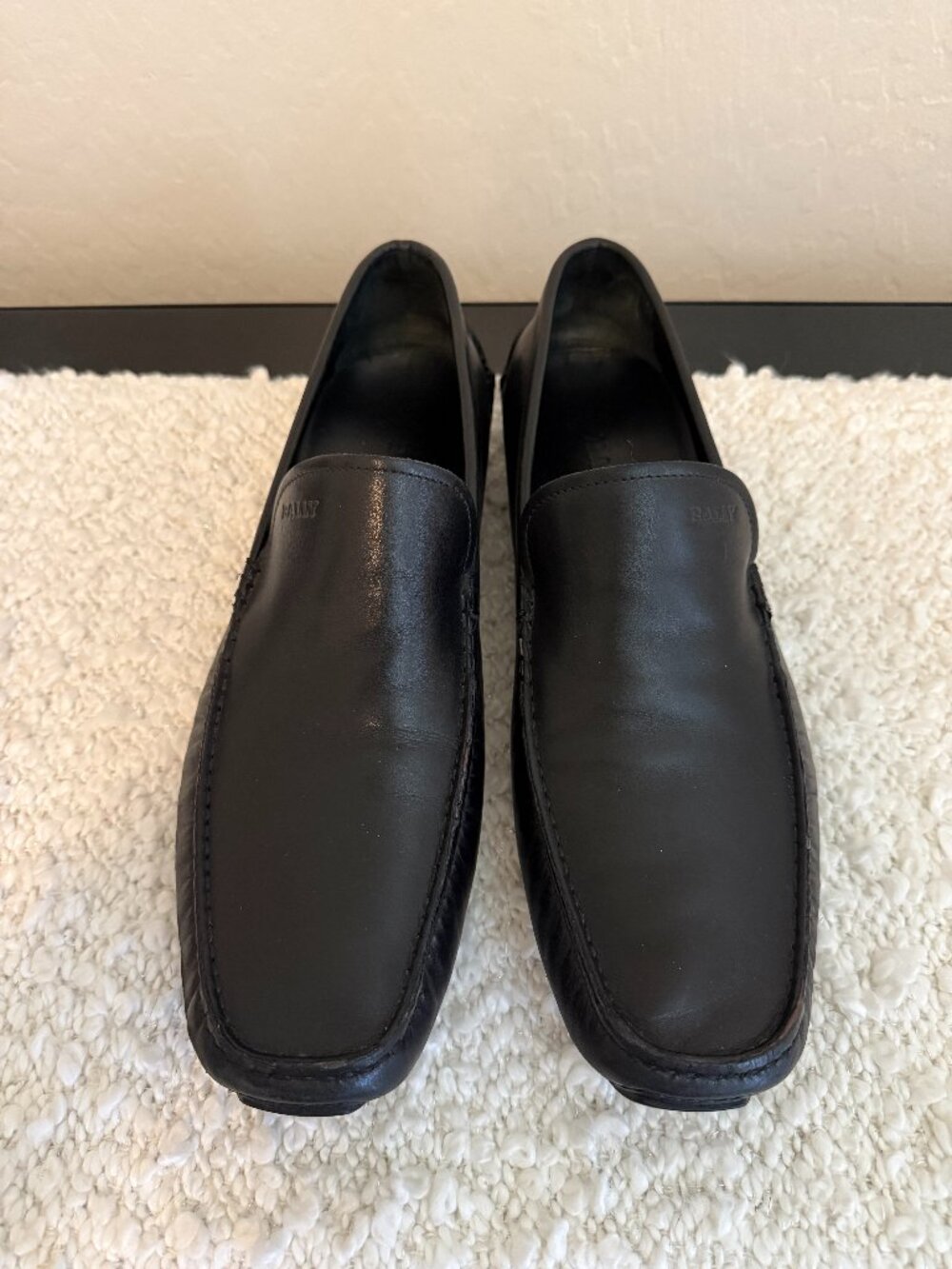 Men's Bally Black Leather Drivers - Size 10.5
